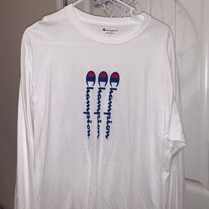 Champion Script Long Sleeve Logo Letter White